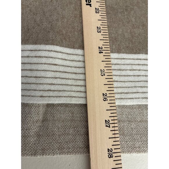 Zenana Sweater Womens Medium Beige & White Striped Knit Top With Ribbed Mock Nec - Picture 6 of 10